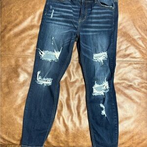 Fashion Nova Navy Ripped Skinny Jeans